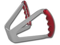 C42-484-D | BUTTERFLY STEERING WHEEL - DRILLED (Red Grips on Brilliance Anodized Silver Wheel)