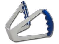 C42-486-B | BUTTERFLY STEERING WHEEL WITH TABS - UNDRILLED (Blue Grips on Brilliance Anodized Silver Wheel)