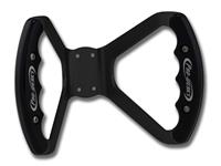 C42-487-D-BLK | BUTTERFLY STEERING WHEEL - DRILLED (Black Grips on Brilliance Anodized Black Wheel)