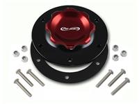 C73-706-BLK | 2-3/4 in. RED FILL CAP WITH BLACK ALUMINUM 6 BOLT FUEL CELL BUNG