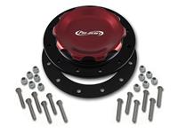 C74-716-BLK | 4-1/4 in. RED FILL CAP WITH BLACK ALUMINUM 12 BOLT FUEL CELL BUNG