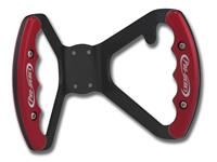 C42-484-B-D-BLK | BUTTERFLY STEERING WHEEL WITH TABS - DRILLED (Red Grips on Brilliance Anodized Black Wheel)