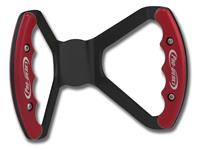 C42-484-BLK | BUTTERFLY STEERING WHEEL - UNDRILLED (Red Grips on Brilliance Anodized Black Wheel)
