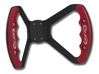 C42-484-D-BLK | BUTTERFLY STEERING WHEEL - DRILLED (Red Grips on Brilliance Anodized Black Wheel)