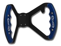 C42-486-B-D-BLK | BUTTERFLY STEERING WHEEL WITH TABS- DRILLED (Blue Grips on Brilliance Anodized Black Wheel)