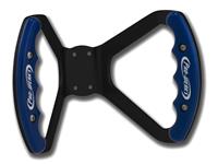 C42-486-D-BLK | BUTTERFLY STEERING WHEEL - DRILLED (Blue Grips on Brilliance Anodized Black Wheel)