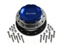 C74-717 | 4-1/4 in. BLUE FILL CAP WITH SILVER ALUMINUM 12 HOLE FUEL CELL BUNG
